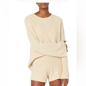 The Drop light tan beige knit soft oversized sweater bell sleeve SM new Alice